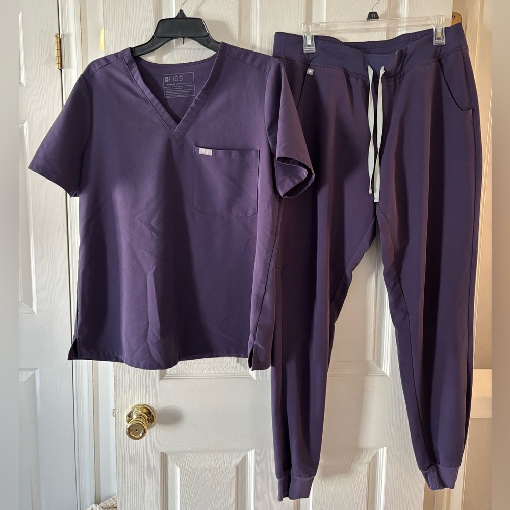 Figs Womens Catarina Top and Zamora Joggers in Purple Shadow Size Large Tall